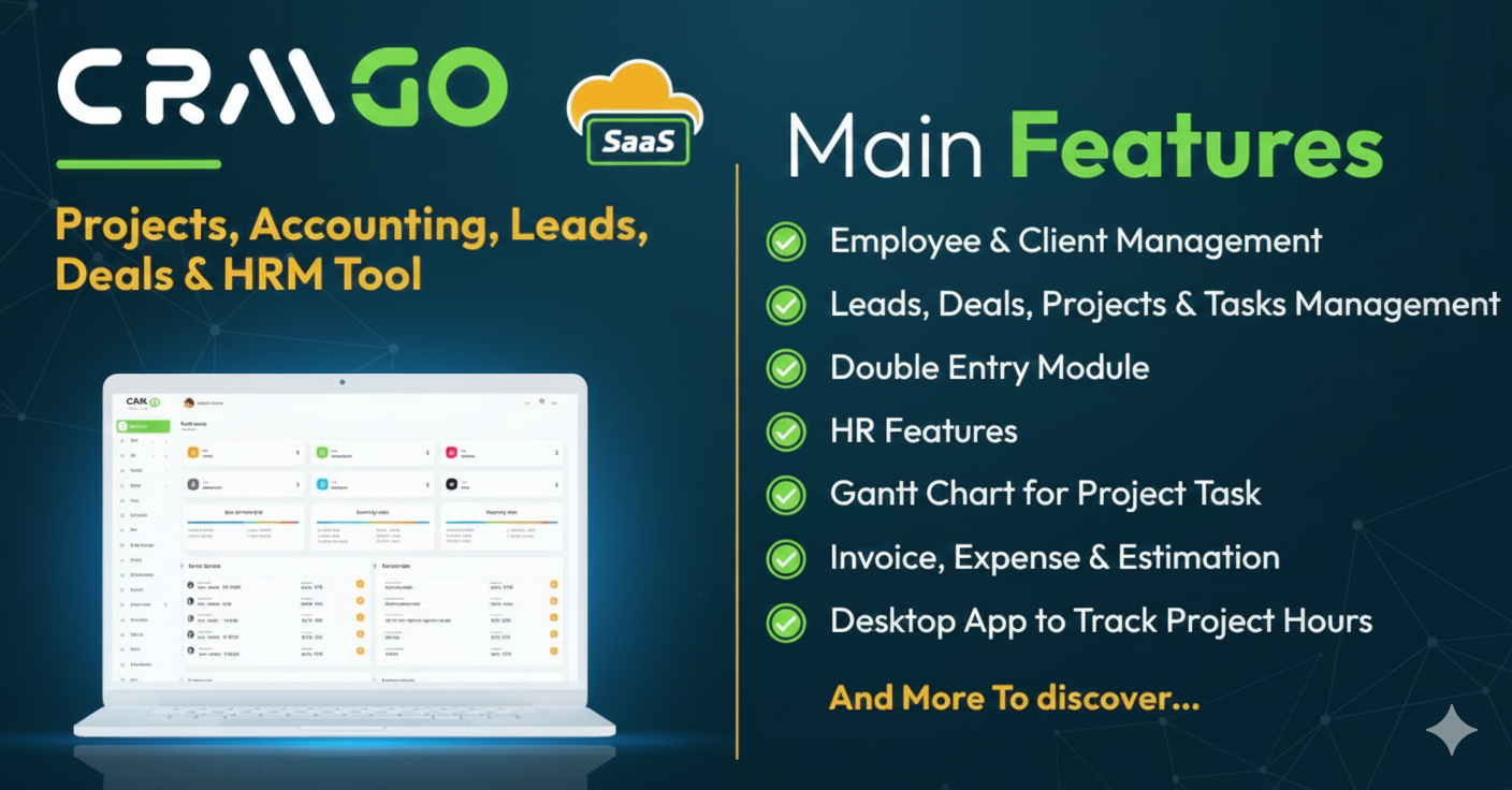 CRMGo SaaS - Projects, Accounting, Leads, Deals & HRM Tool